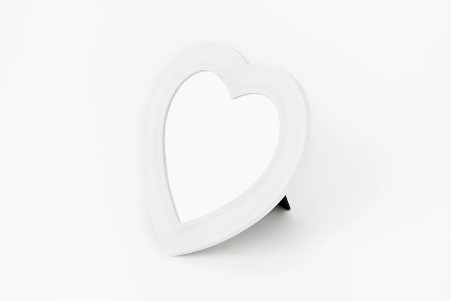 Desk Mirror White Heart S
