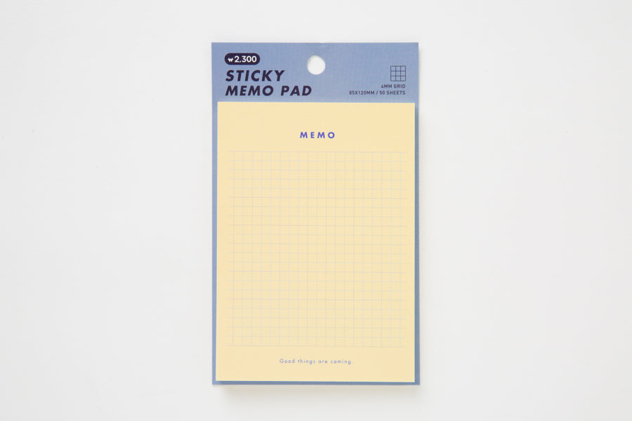 Sticky Memo Pad Grid Yellow