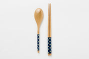 Wood Spoon Set Blue Flower