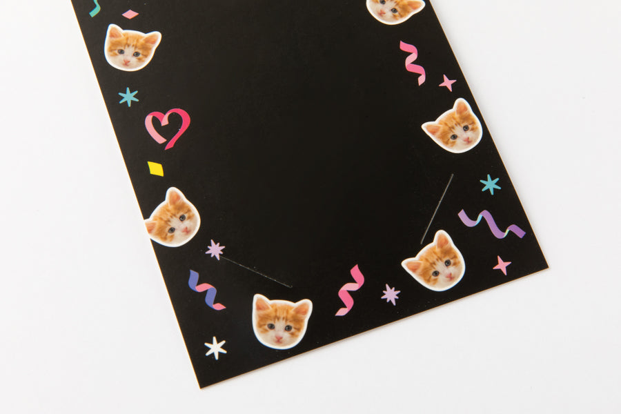 Paper Photo Card Frame 4 Cut Cat Black