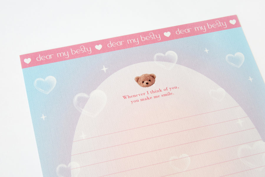 Letter Paper 'Dear My Besty' Bear Pink
