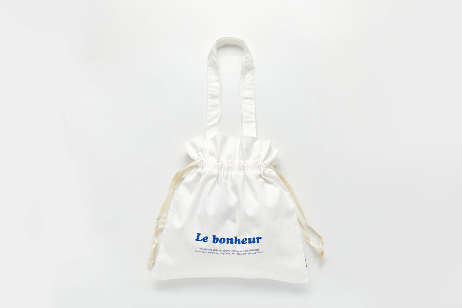 Eco Bag "Le Bonheur" String White