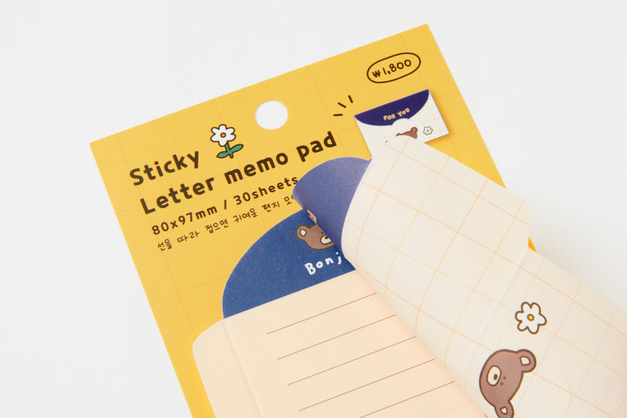 Sticky Letter Memo Pad Bear
