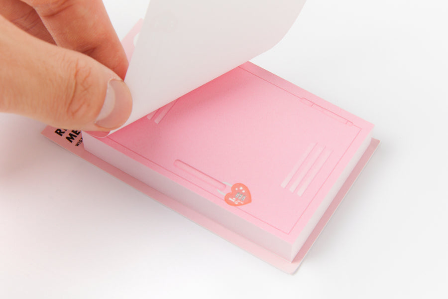 Sticky Memo Pad Pink Heart Locker