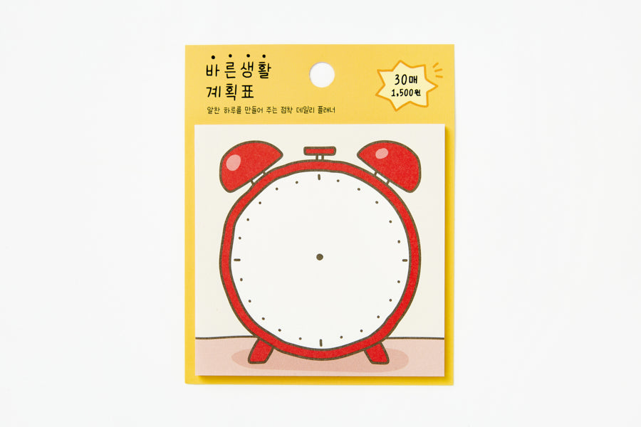 Sticky Memo Pad Red Clock