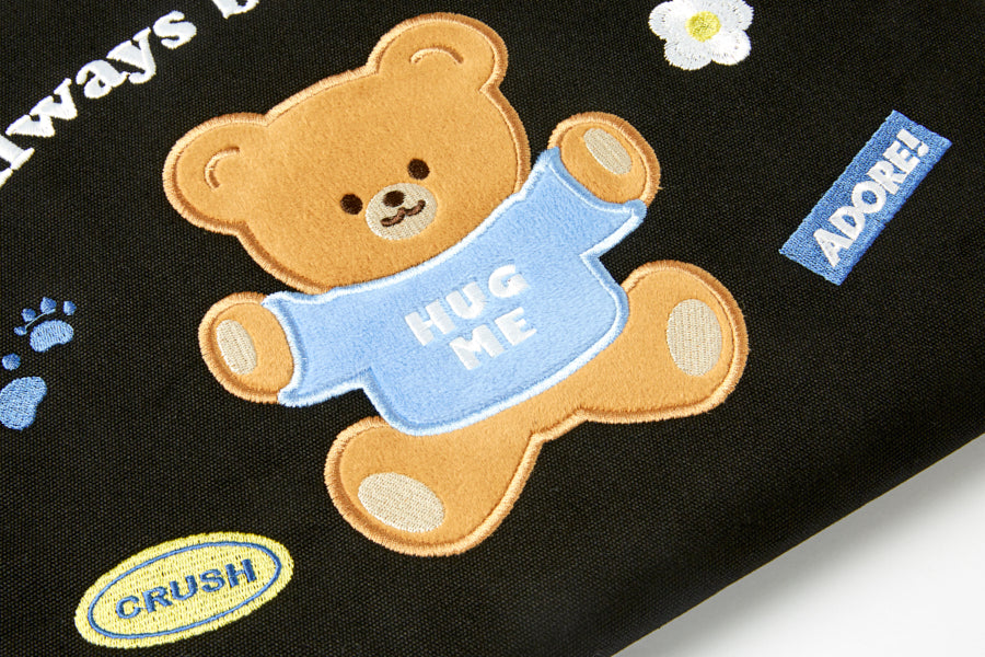 Laptop Pouch "Hug Me" Bear Black 15inch