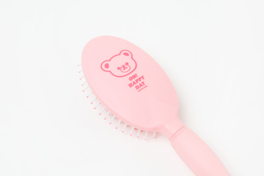 Round Hair Brush Bear Pink