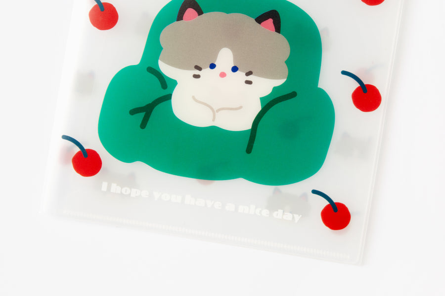 Pocket File Cherry Cat Green