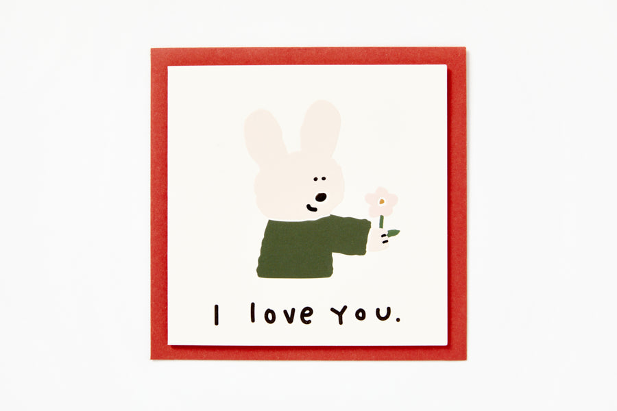 Simple Card I love you Flower Rabbit