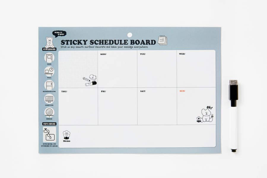 Sticky Schedule Board Dog White