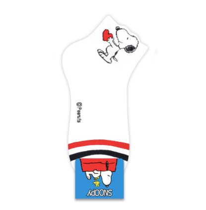 Snoopy Ankle Socks White Heart