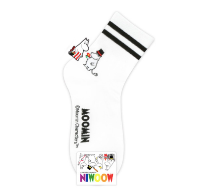 Moomin Long Socks White with Black Stripe