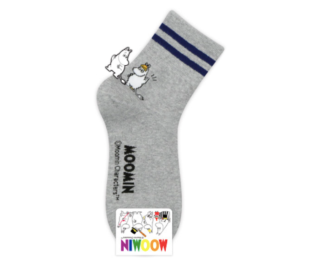 Moomin Long Socks Gray with Black Stripe