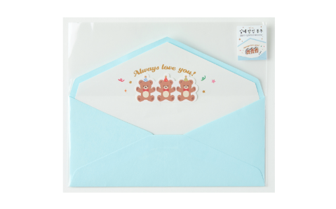 Envelope 'Thank You' Pop Up Bear Blue