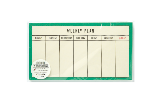 Weekly Planner Memo Pad Green