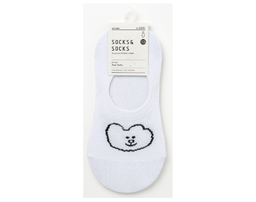 Fake Socks 'Happy Day' Bear Face White