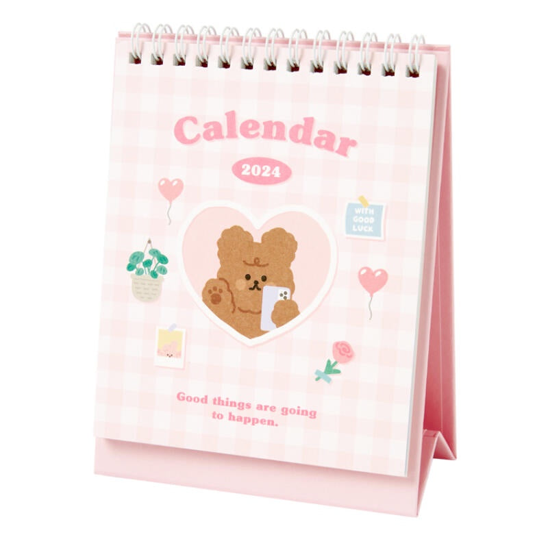 2024 Calendar Pink Check Poodle